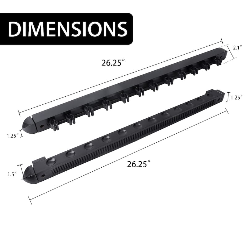 GSE™ 12-Pool Cue Wall Mounting Billiard Cue Rack, 2-Piece Hanging Wall Mounted Pool Cue Stick Holder