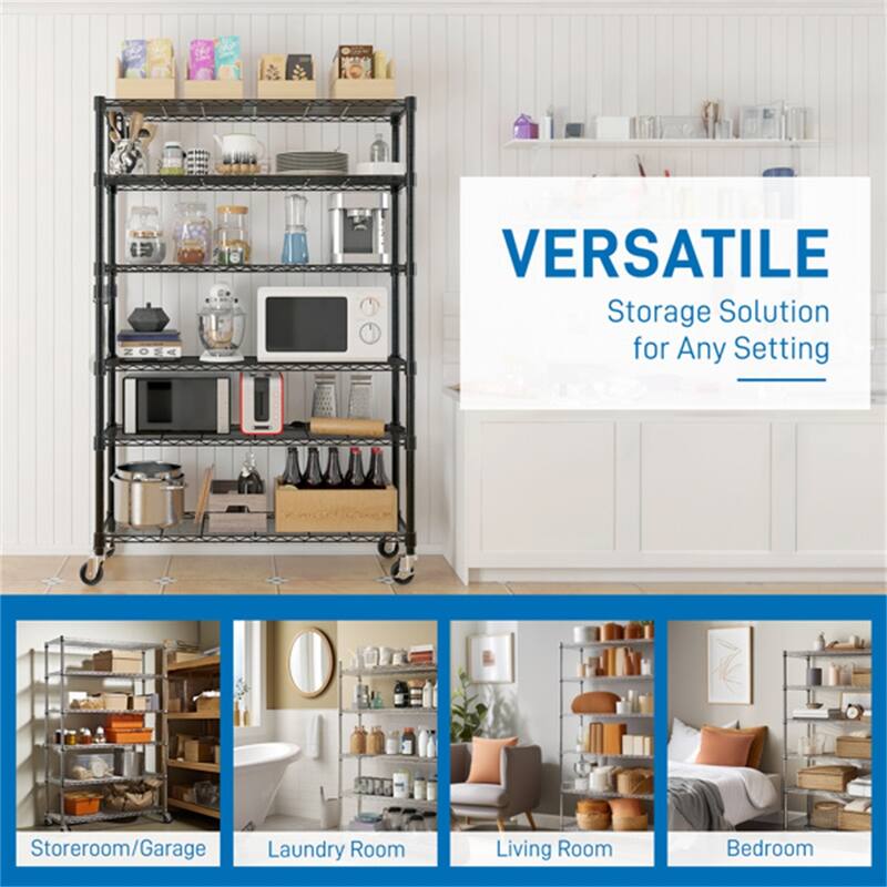 6-Tier Disassembly and Free Assembly NSF-Certified Steel Wire Shelving