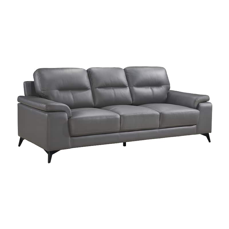 Socorro Contemporary Leather Sofa - Dark Grey