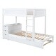 preview thumbnail 10 of 15, Stylish Design Wood Bunk Bed with Maximized Storage Space, Build-in Ladder and Desk, White