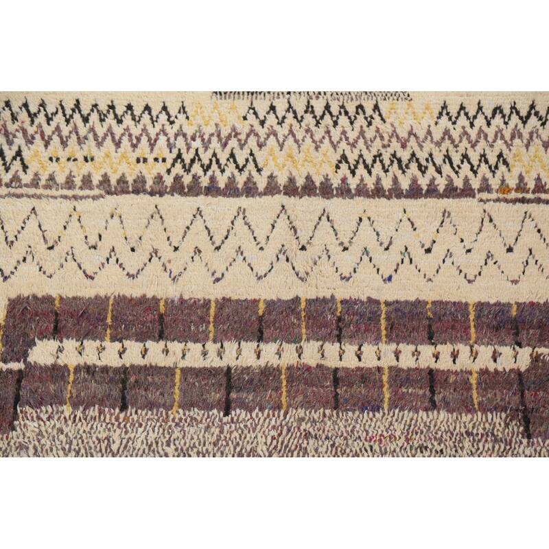 Geometric Tribal Moroccan Wool Area Rug Hand-knotted Oriental Carpet - 8'0" x 10'6"