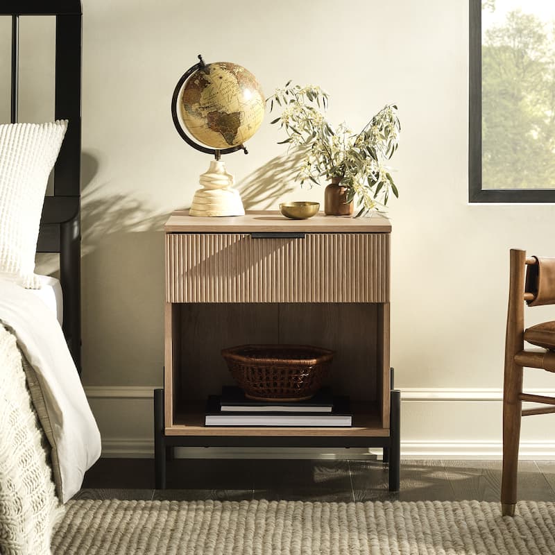 Middlebrook Designs Modern Fluted-Drawer Nightstand - Coastal Oak