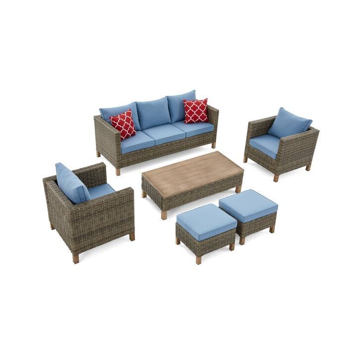 6 Piece Sectional Seating Group with Cushions