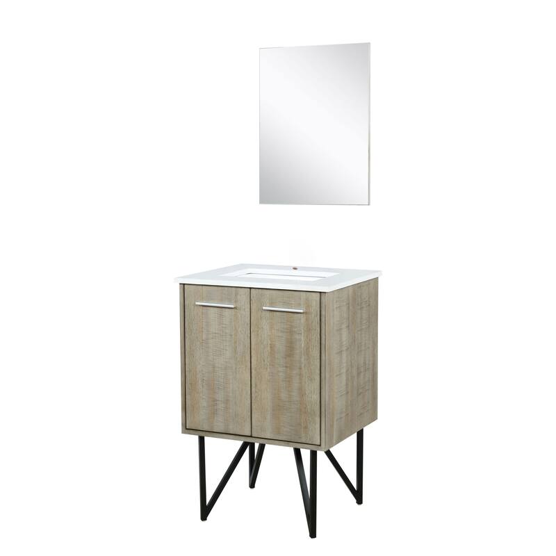 Lancy 24 in W x 20 in D Rustic Acacia Bath Vanity, Cultured Marble Top and 18 in Mirror
