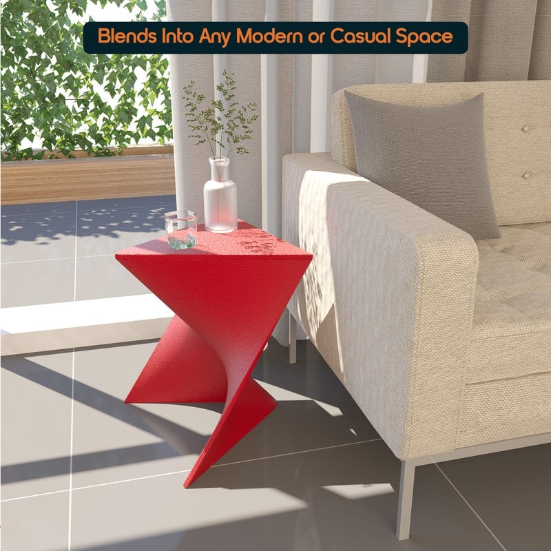 Randolph Modern Indoor Lightweight Side Table with Triangular Curved Design Accent End Table for Home Living Room or Bedroom