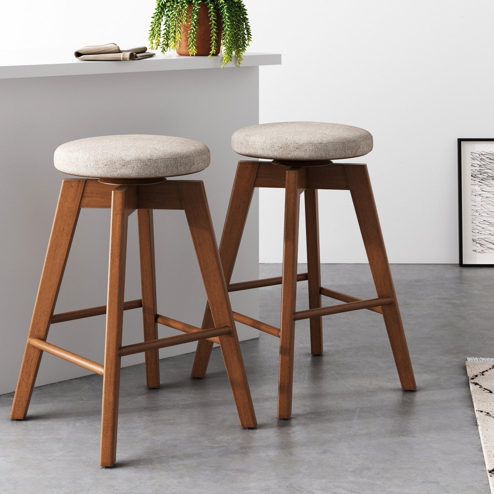 Nathan James Amalia Backless Counter Height 360 Swivel Seat Wood Bar Stool