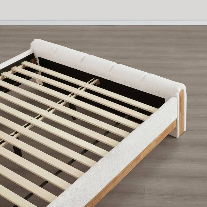 Spruce & Spring Upholstered Platform Bed with Channel-Quilted Headboard and Footboard