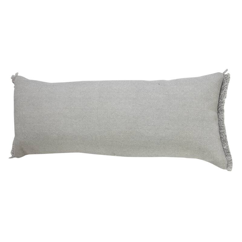 HomeRoots 14" X 36" Light Gray 100% Cotton Zippered Pillow