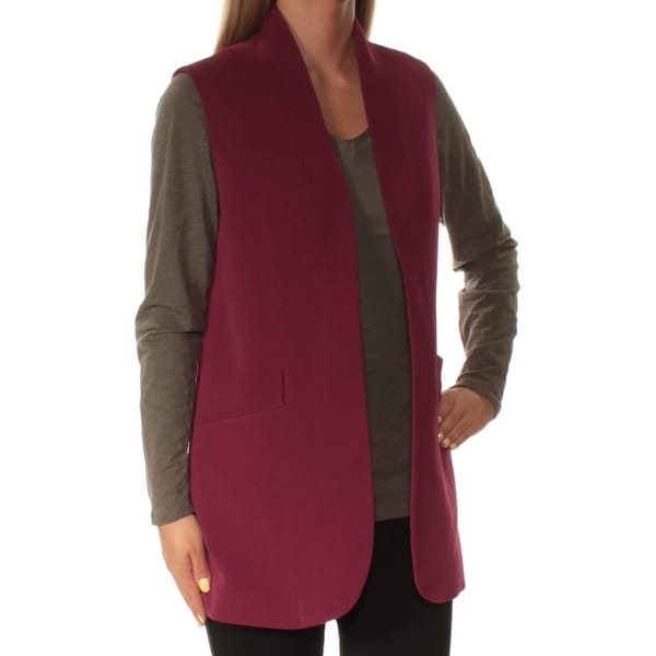 ANNE KLEIN Womens Purple Sleeveless Open Cardigan Top Size: 2