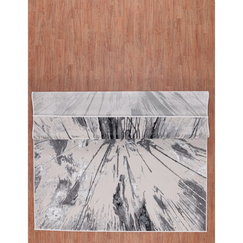Nevada Collection Abstract Burst Black and Grey Rug