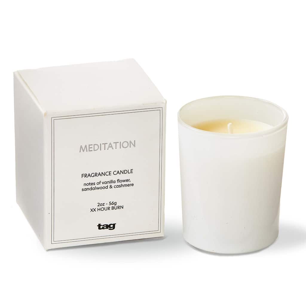 Meditation Votive Candle - Scented White Flame Candle, 2oz, 7hr Burn Time, Everyday Use, 2.5"h x 2"l x 2"w