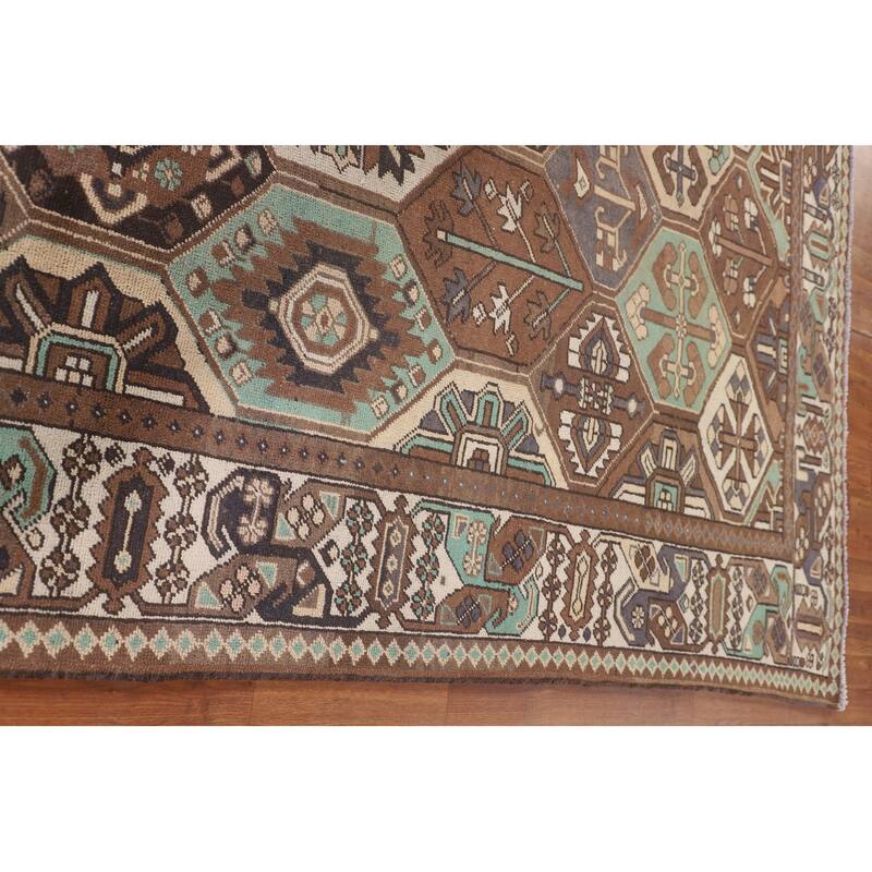 Geometric Bakhtiari Persian Vintage Area Rug Hand-Knotted Wool Carpet - 6'10"x 10'3"