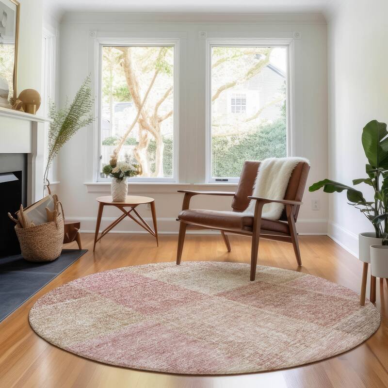 Premium Washable Super Soft Modern Serenity Mayfield Rug - Blush - 8' x 8' - Round