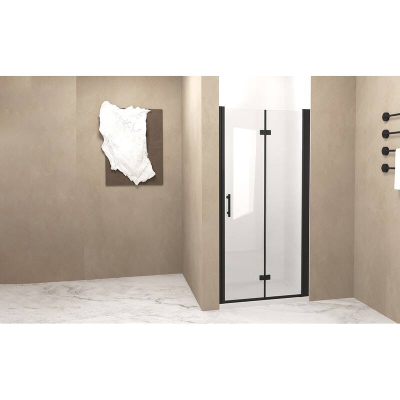 29-28"x 72" Bifold Shower Door, 1/4"(6mm) Tempered Glass, Aluminum Frame, Explosion Proof Film