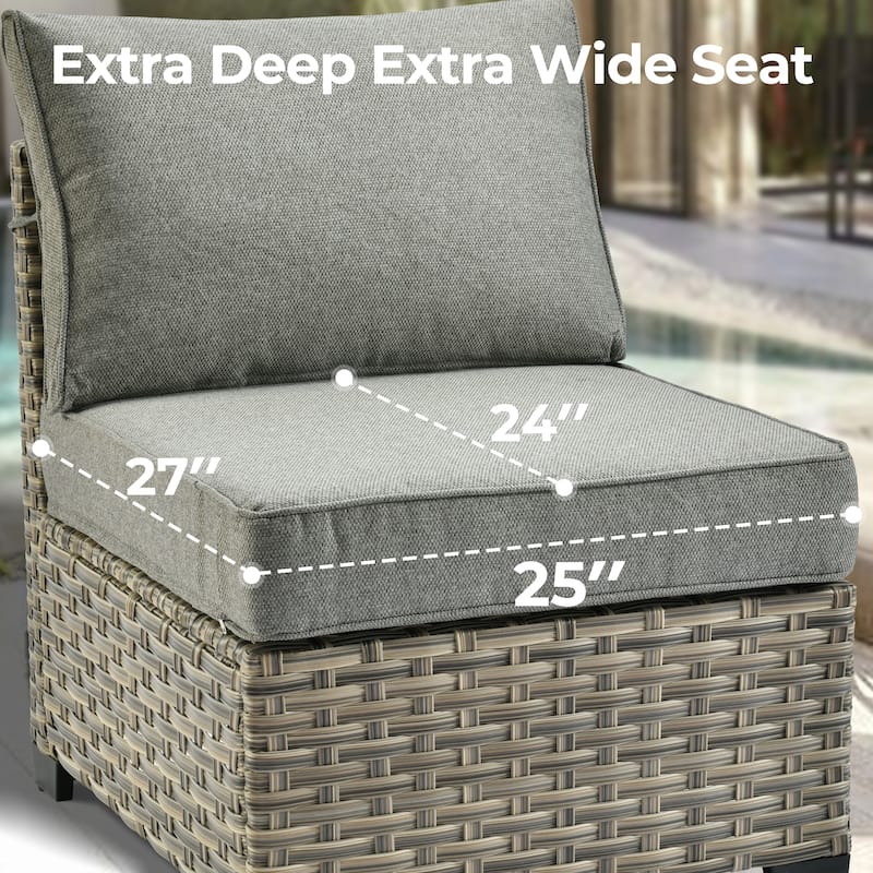 HOOOWOOO 9-piece Wicker Patio Furniture Set Sectional Sofa with Swivel Chair.