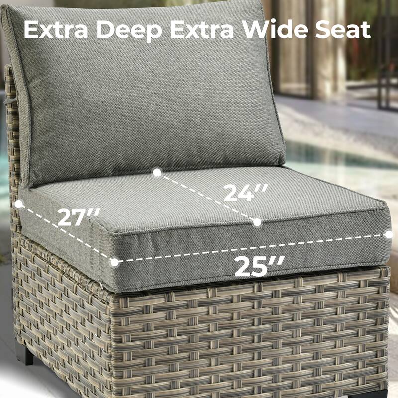 HOOOWOOO 9-piece Wicker Patio Furniture Swivel Rocking Chair Set with Fire Pit