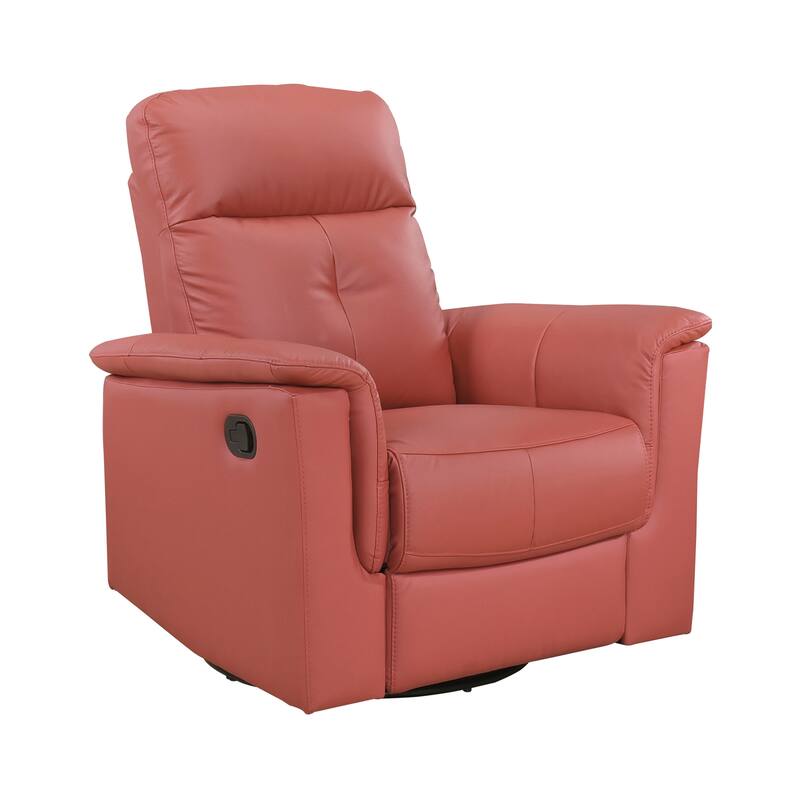 Monte 35.5" Leather Swivel Glider Manual Recliner - 360-Degree Swivel - Red