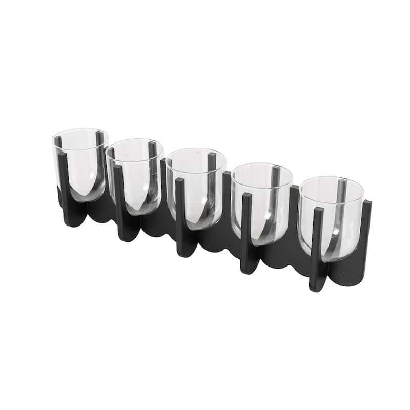 Wooden Hurricane 5 or 3 Slot Candle Holder - Black - Roche River Decor