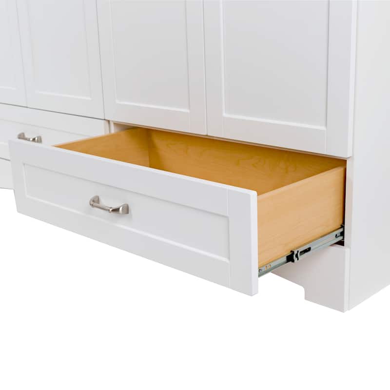 Spring Mill Cabinets Emlyn 60.5" Double Bathroom Vanity With Drawers and White Sink Top