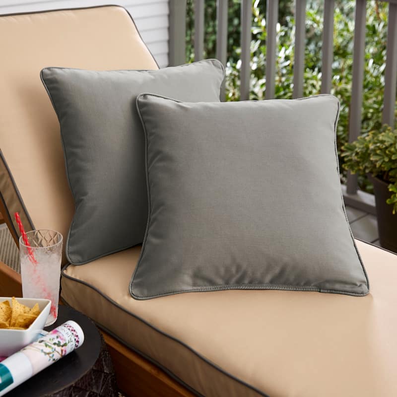 Sunbrella Canvas Charcoal Corded Indoor/ Outdoor Pillow Set (Set of 2) - 18 in x 18 in