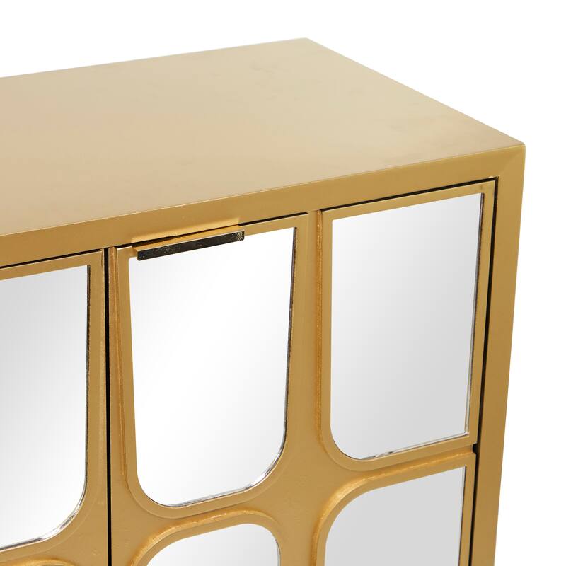 Gold Wooden 3 Door Room Cabinet or 3 Drawer Chest with Mirrored Front