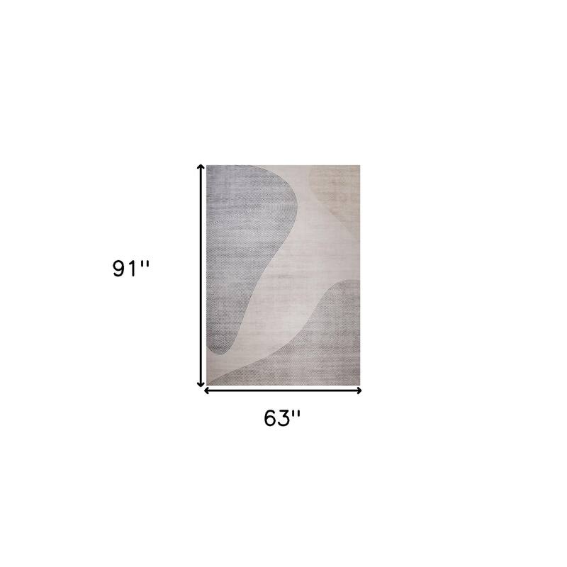 Qozo Distressed Abstract Modern Stain Resistant Area Rug By HomeRoots - 5' X 8'