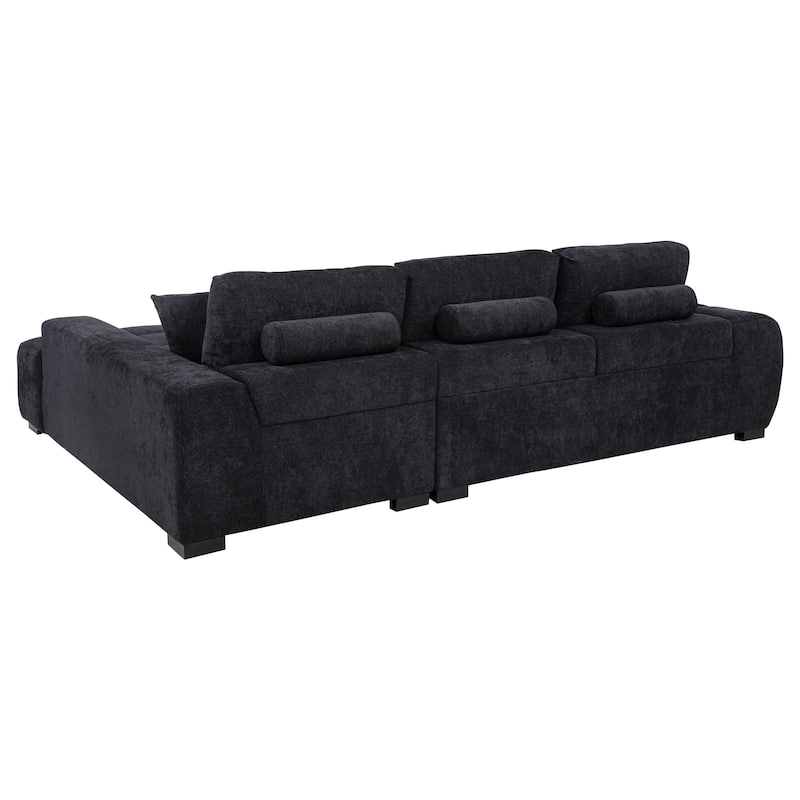 Octavia Fabric Upholstered Track Arm Sectional Sofa Black - 119.25" x 79.5" x 35.5"