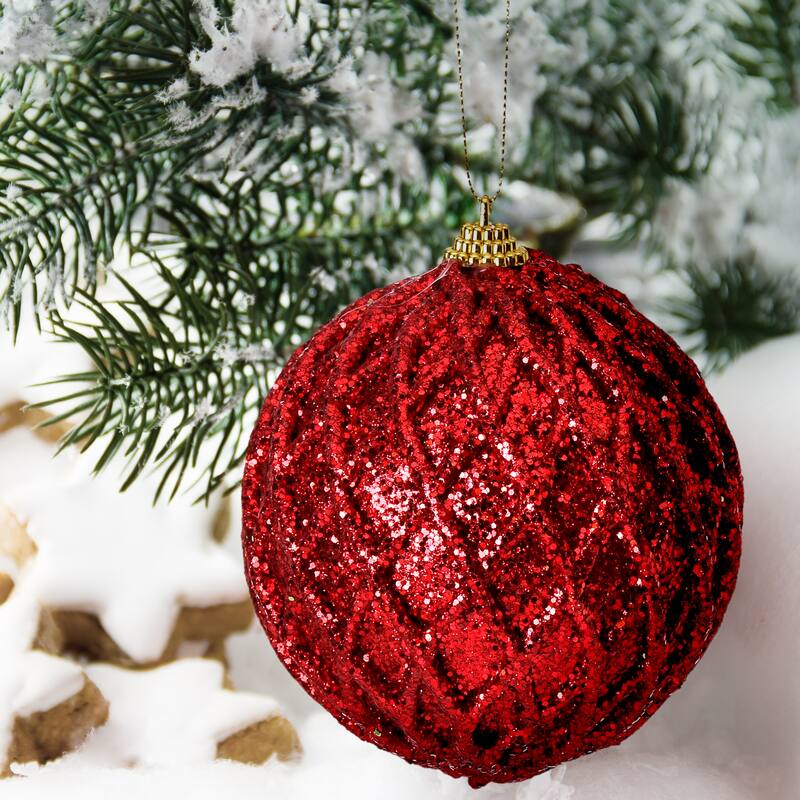 4" Glittered Net Ball Ornament