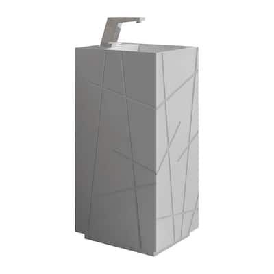Springhill Collection Pedestal, Elegant Square Shaped Pedestal Sink, Centerset Faucet Hole, Solid Surface