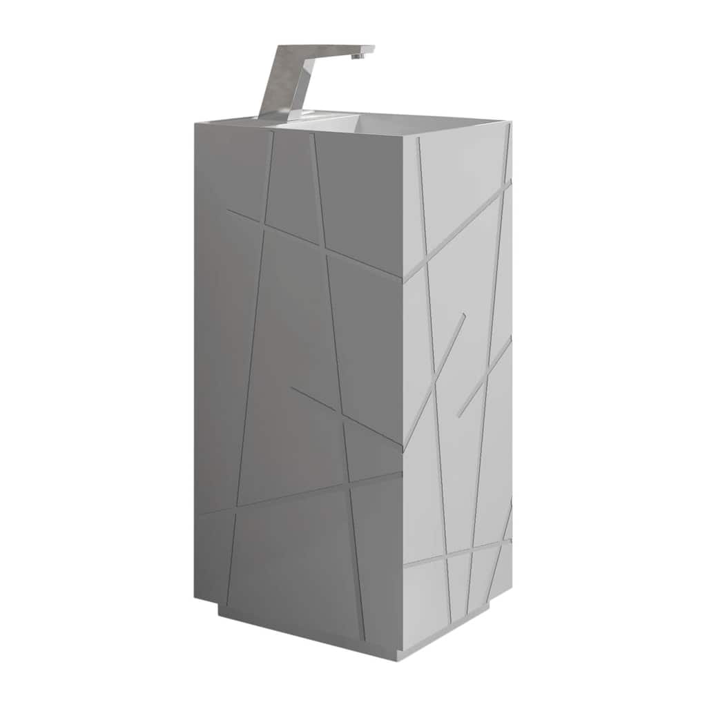 Springhill Collection Pedestal, Elegant Square Shaped Pedestal Sink, Centerset Faucet Hole, Solid Surface