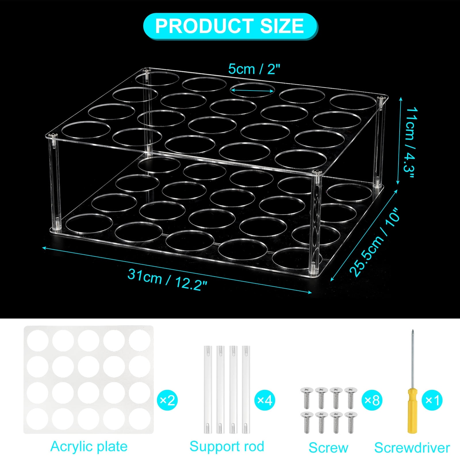 Vinyl Roll Storage Rack, Acrylic Vinyl Roll Holder for Up to 20-Holes - Clear
