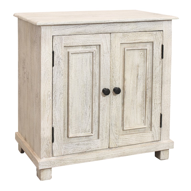 Jenna 2-Door Solid Wood Nightstand With Storage Shelf