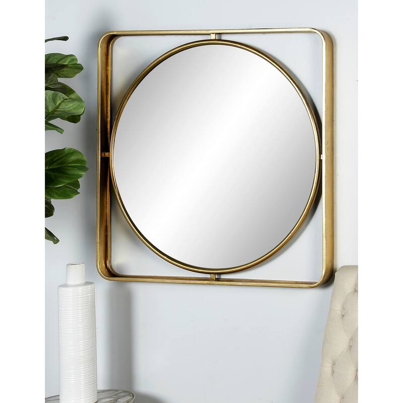 Gold Metal Room Wall Mirror - 34 x 4 x 34Round