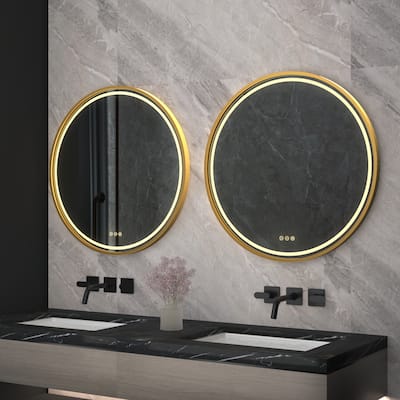 Smart Round LED Bathroom Mirror Light Frame Defogger Dimmable 3 Color