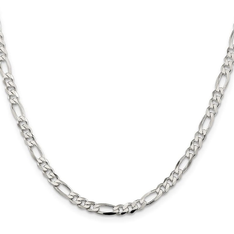 Curata 925 Sterling Silver 4.25mm Figaro Chain Necklace for Men
