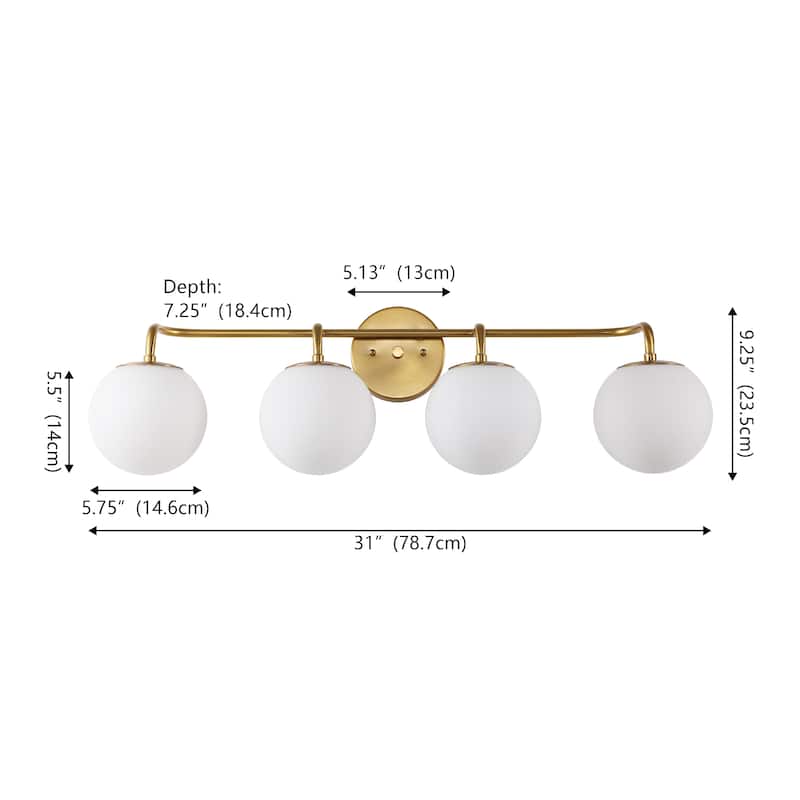 Globe Metal/Frosted Glass Modern LED Vanity, by JONATHAN Y