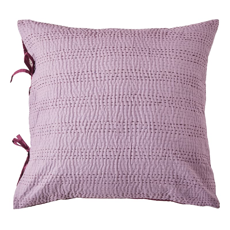 Melange Hand Craft Kantha Collection Soild Reversible Coverlet and Sham