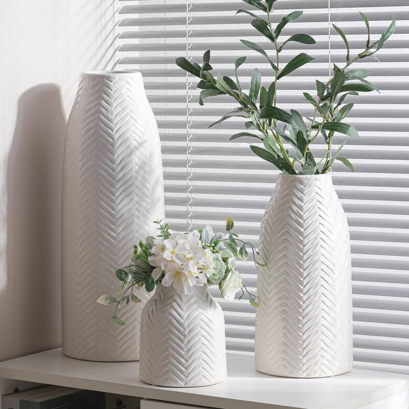 Large White Vase- Ceramic Vase for Home Decor Flower Vase for Centerpieces, Tall Vases for Living Room