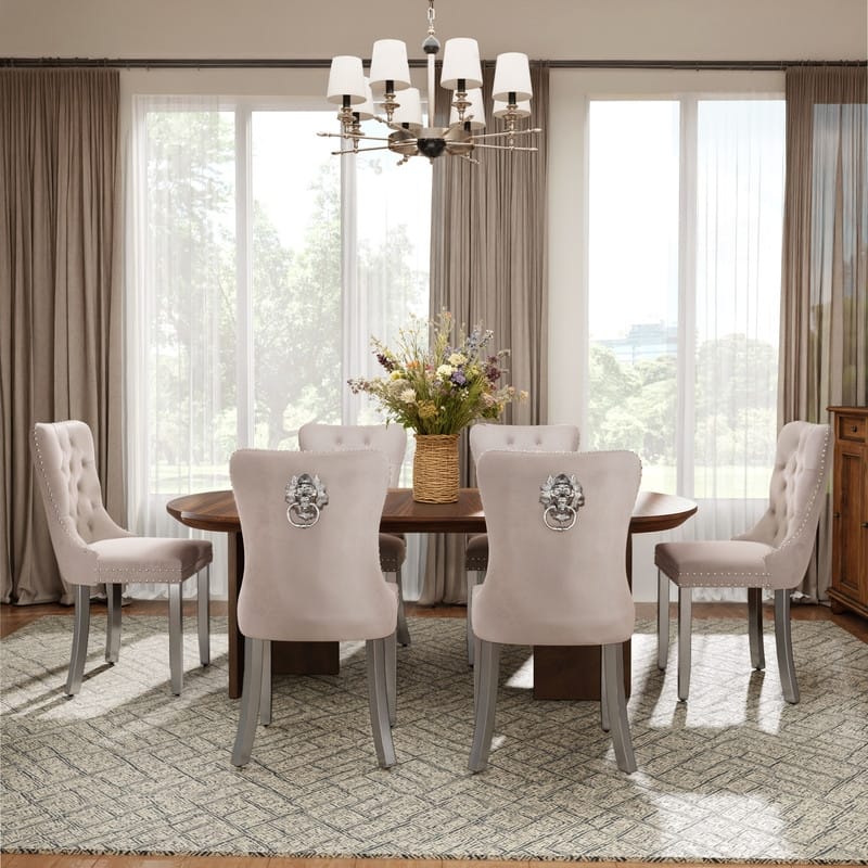 High-end Tufted Velvet Upholstered Nailhead Dining Chair Set of 4