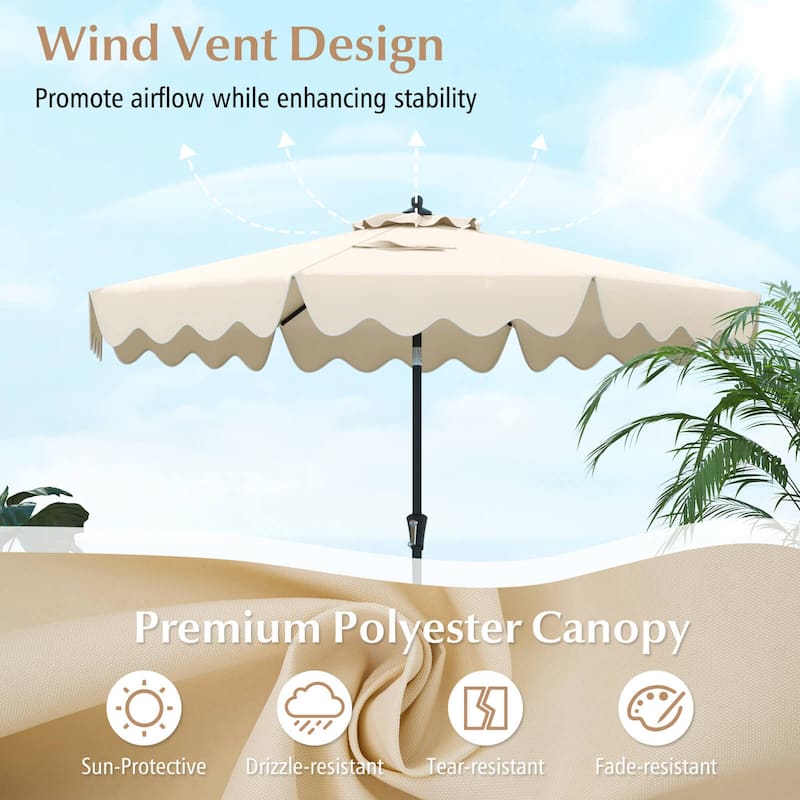Costway 9 FT Patio Umbrella 2-Tier Market Table Umbrella with