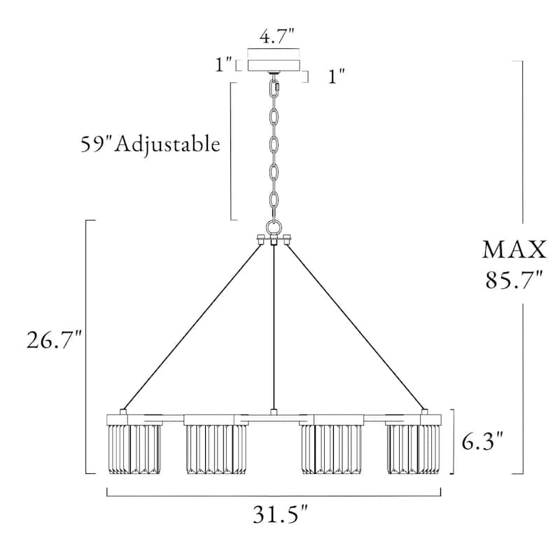 Diore Modern 8-Light Gold Crystal Chandelier Wheel Drum Lights for Dining Room Bedroom - D 31.5" x H 85.7"