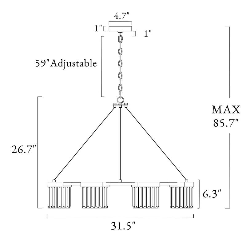 Modern 8-Light Gold Crystal Wheel Chandelier for Living Dining Room - D 31.5" x H 85.7"