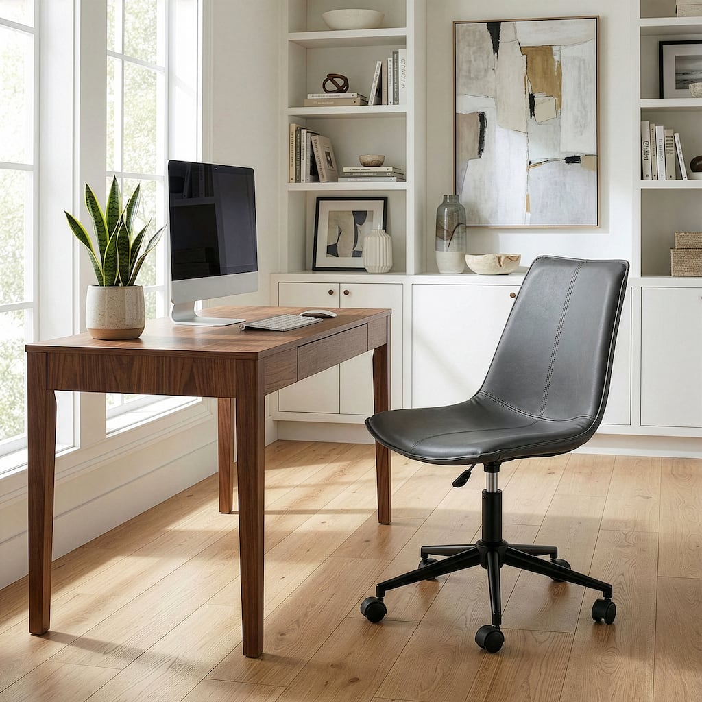 Amery Grey Faux Leather Adjustable Height Swivel Office Chair