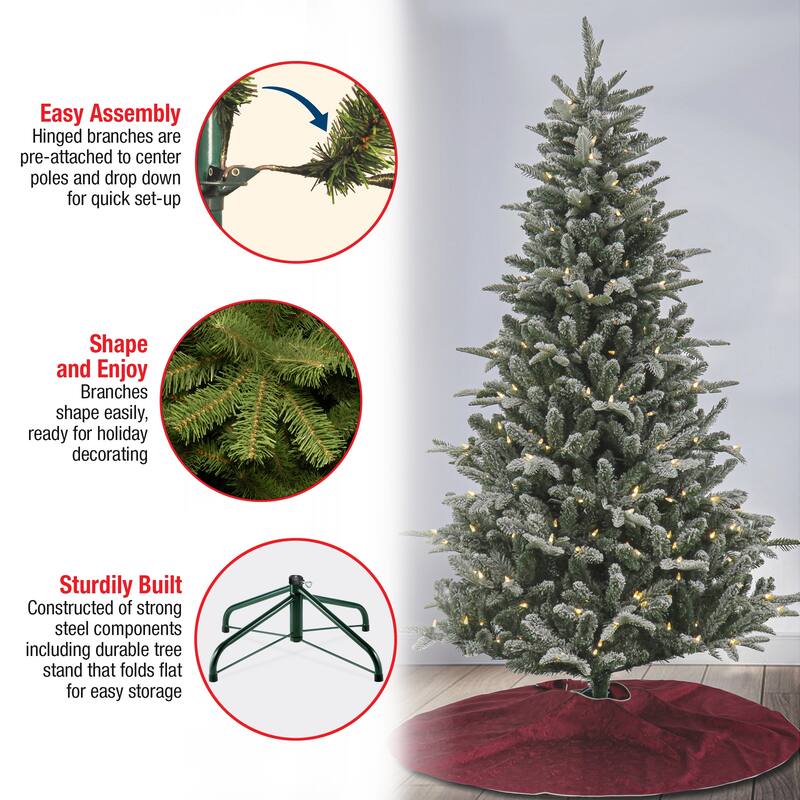 National Tree Company 6 ft. Pre-Lit Snowy Libby Fir Tree with LED Lights - 6 Foot