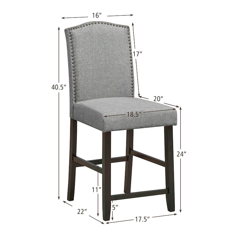 Gymax Set of 2 Fabric Barstools Nail Head Trim Counter Height Dining - See Details
