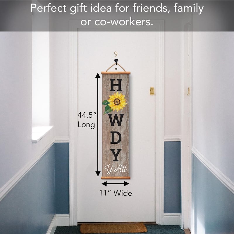 Howdy Indoor/Outdoor Vinyl Hanging Entryway Sign Made in the USA Reusable Easy Wipes Clean Easy Storage