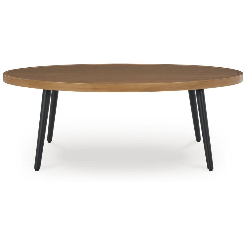 Signature Design by Ashley Horizon Hall Brown/Black Outdoor Coffee Table - 48.13" W x 29.88" D x 18" H