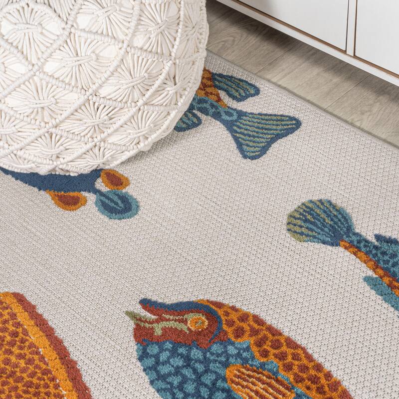 JONATHAN Y Aranciata Modern Fish High-Low Indoor/Outdoor Area Rug