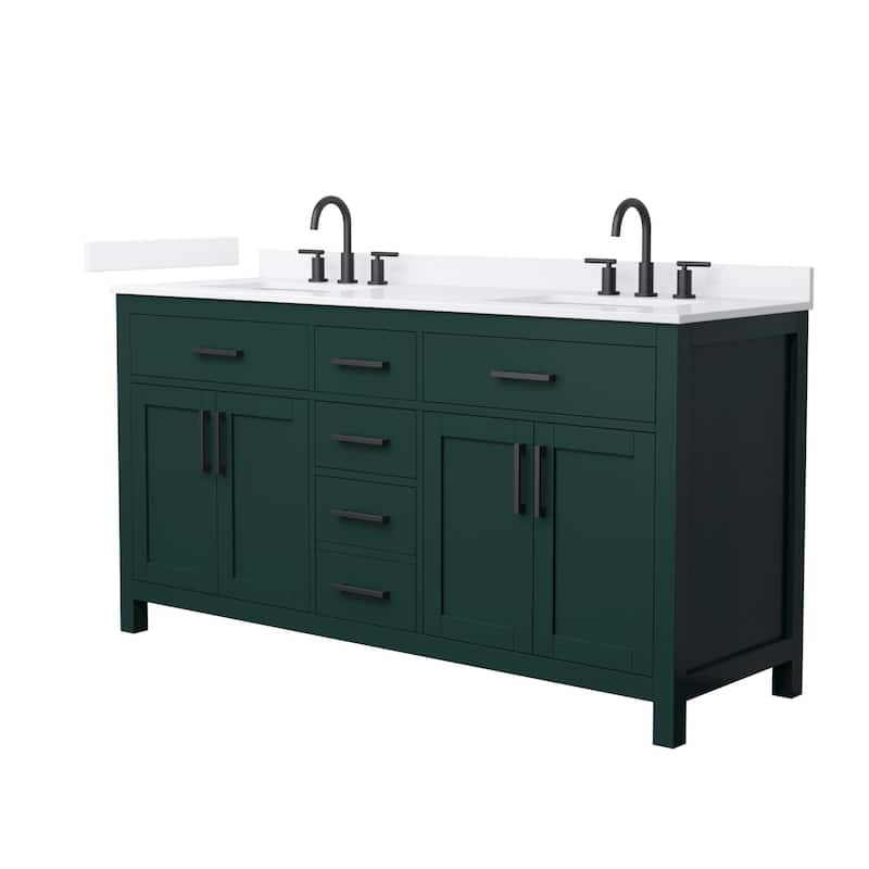 Wyndham Collection WCG2424-66D-QTZ-US3MXX Beckett 66" Free Standing - Green / White Quartz Top / Matte Black Hardware
