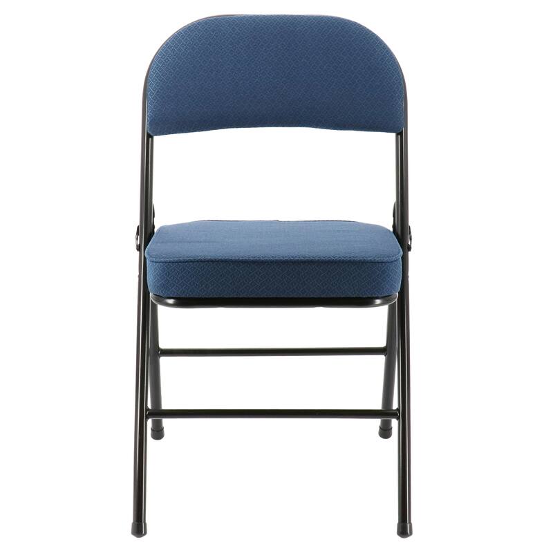 4 Piece Metal Folding Chair with 2.2 Inch Padded Seats in Dark Blue